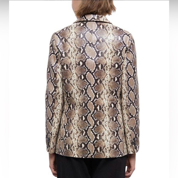 NEW The Kooples Leather Python Print Blazer Sz 1 (S) - Picture 3 of 15